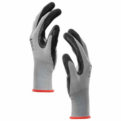 Work Gloves 12 pcs Grey and Black 7 / S Polyester