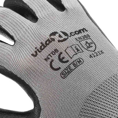 Work Gloves 12 pcs Grey and Black 8 / M Polyester