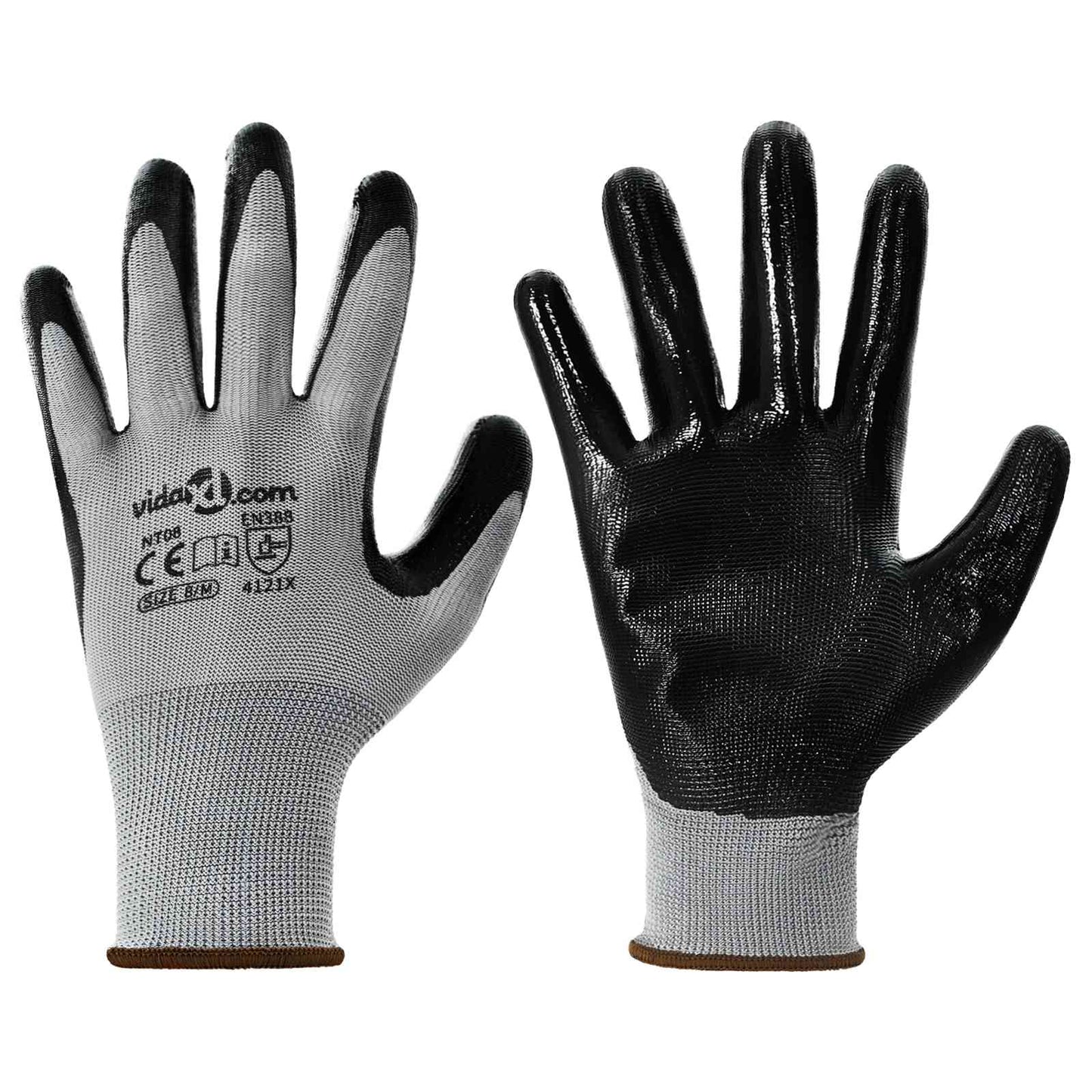 Work Gloves 24 pcs Grey and Black 8 / M Polyester