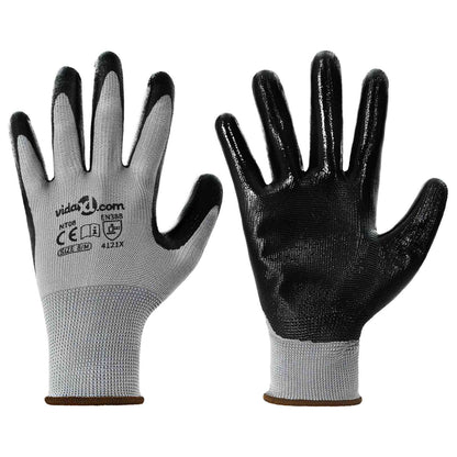 Work Gloves 24 pcs Grey and Black 8 / M Polyester
