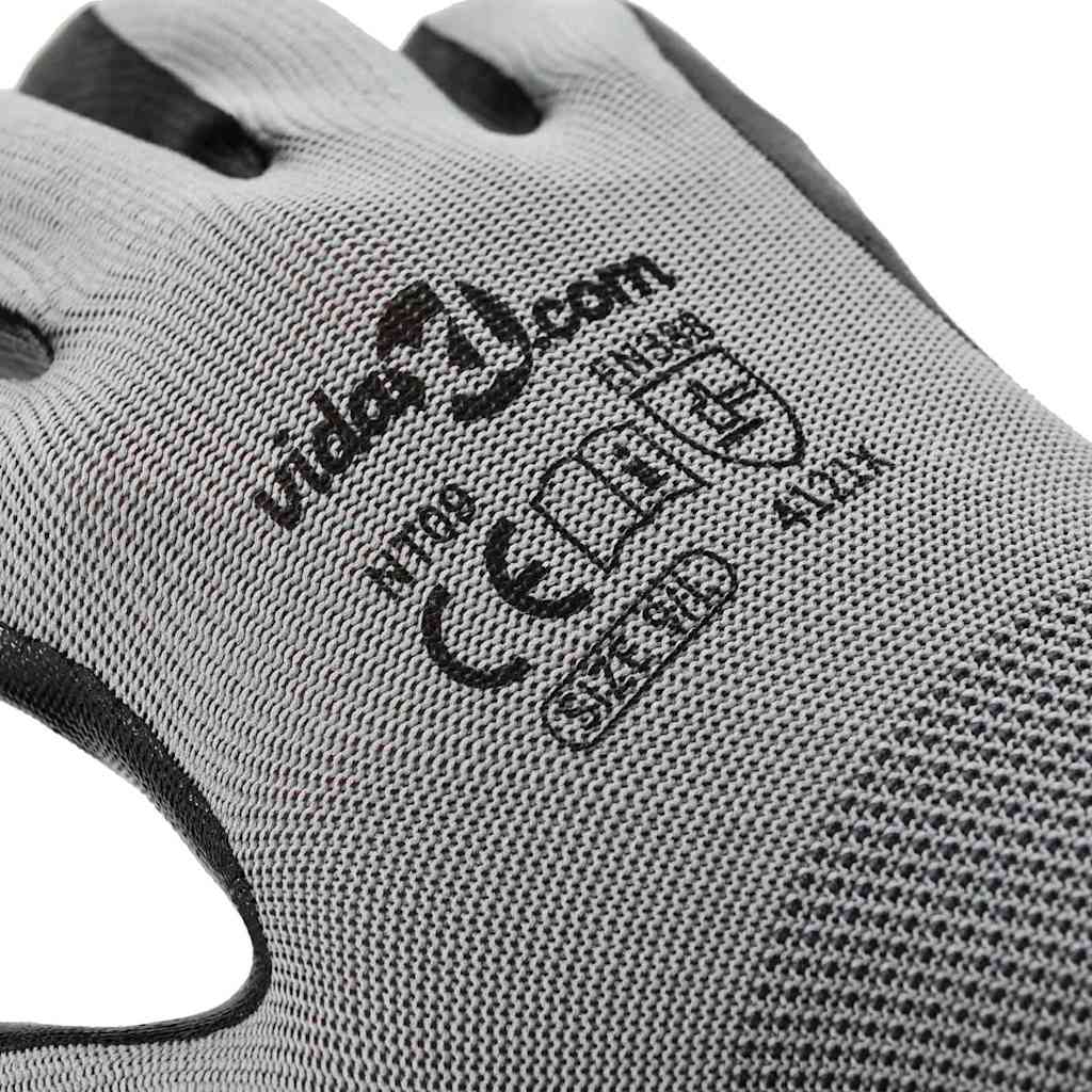 Work Gloves 12 pcs Grey and Black 9 / L Polyester