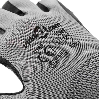 Work Gloves 12 pcs Grey and Black 9 / L Polyester