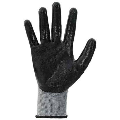 Work Gloves 12 pcs Grey and Black 10 / XL Polyester