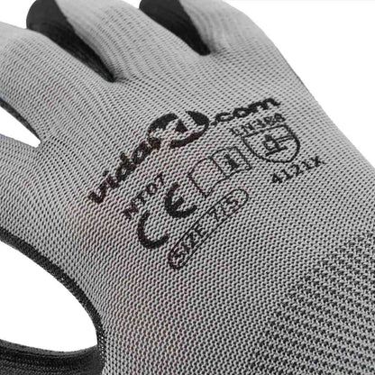 Work Gloves 24 pcs Grey and Black 10 / XL Polyester