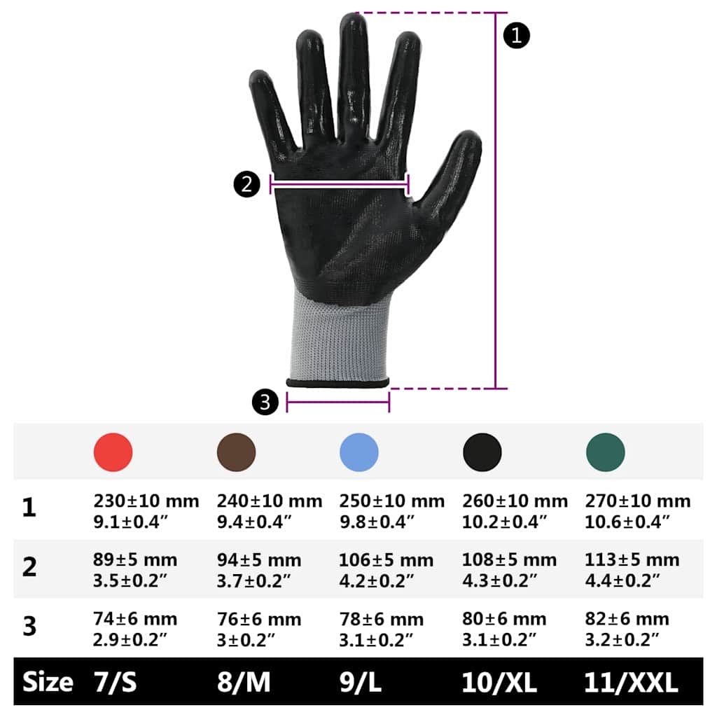 Work Gloves 24 pcs Grey and Black 10 / XL Polyester