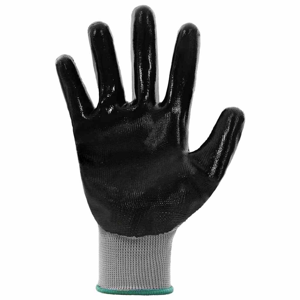 Work Gloves 24 pcs Grey and Black 11 / XXL Polyester