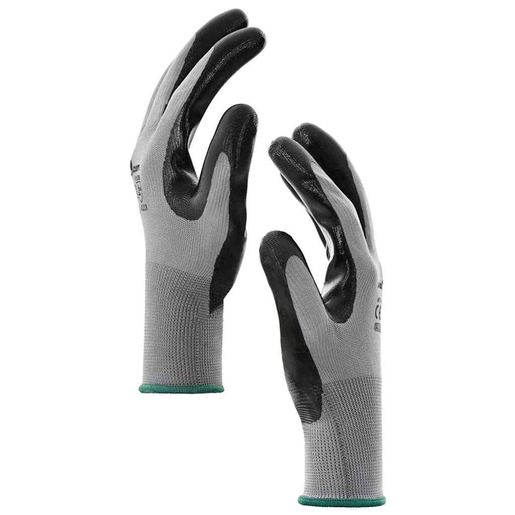 Work Gloves 24 pcs Grey and Black 11 / XXL Polyester