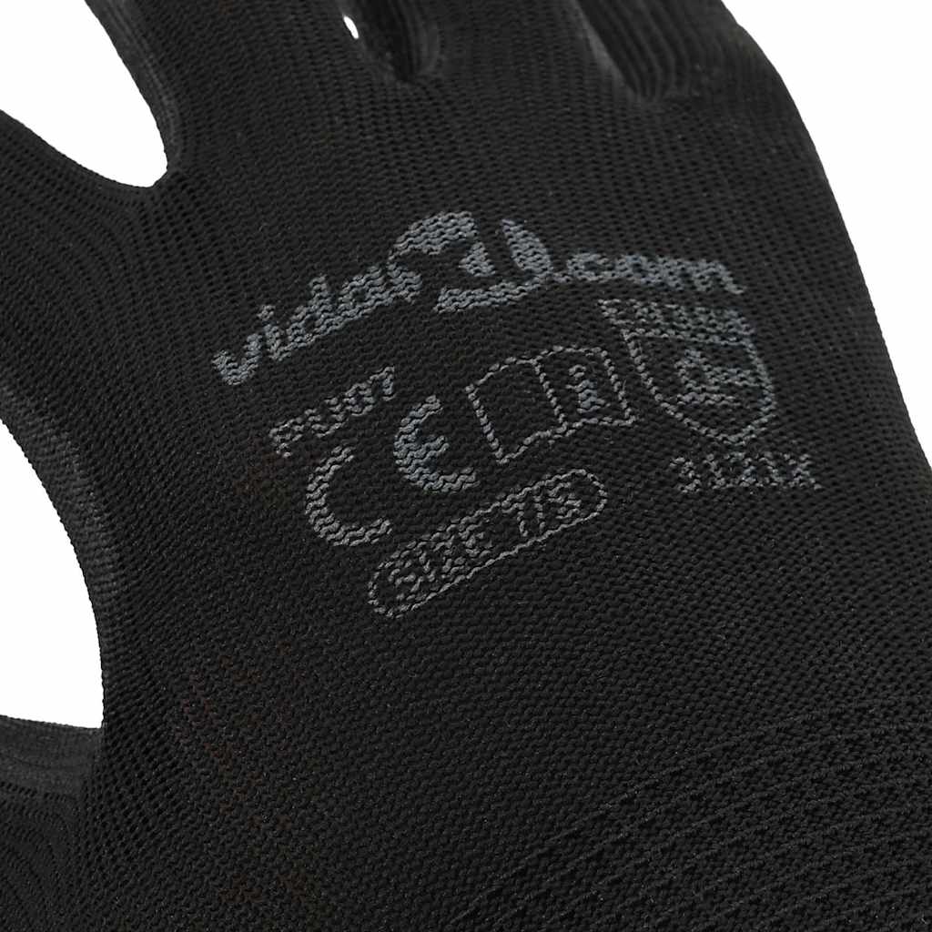 Work Gloves 12 pcs Black 7 / S Polyester