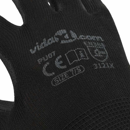 Work Gloves 12 pcs Black 7 / S Polyester