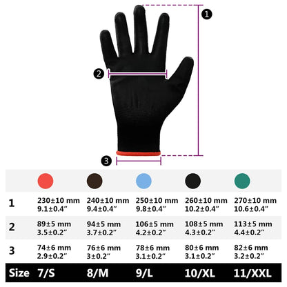 Work Gloves 12 pcs Black 7 / S Polyester