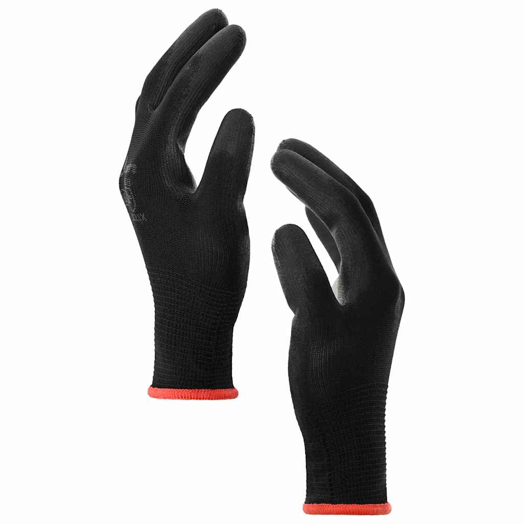 Work Gloves 24 pcs Black 7 / S Polyester