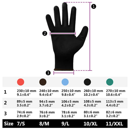 Work Gloves 12 pcs Black 8 / M Polyester