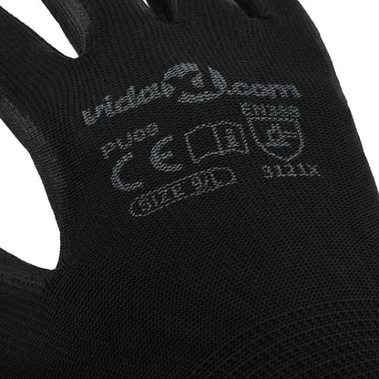 Work Gloves 12 pcs Black 9 / L Polyester