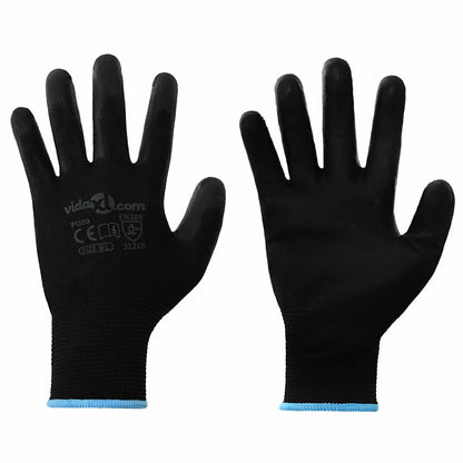 Work Gloves 12 pcs Black 9 / L Polyester