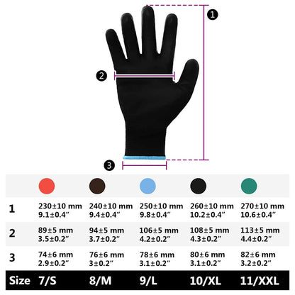 Work Gloves 12 pcs Black 9 / L Polyester