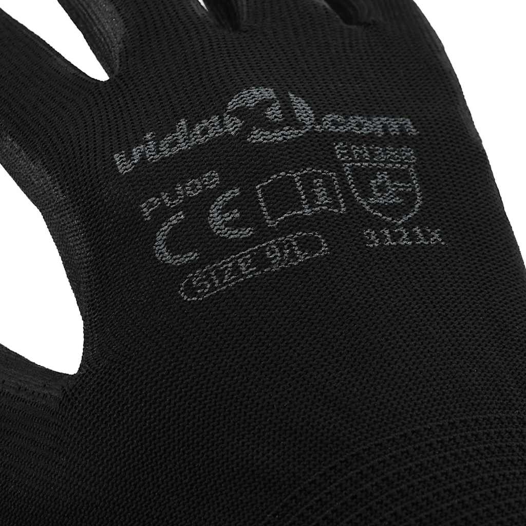 Work Gloves 24 pcs Black 9 / L Polyester