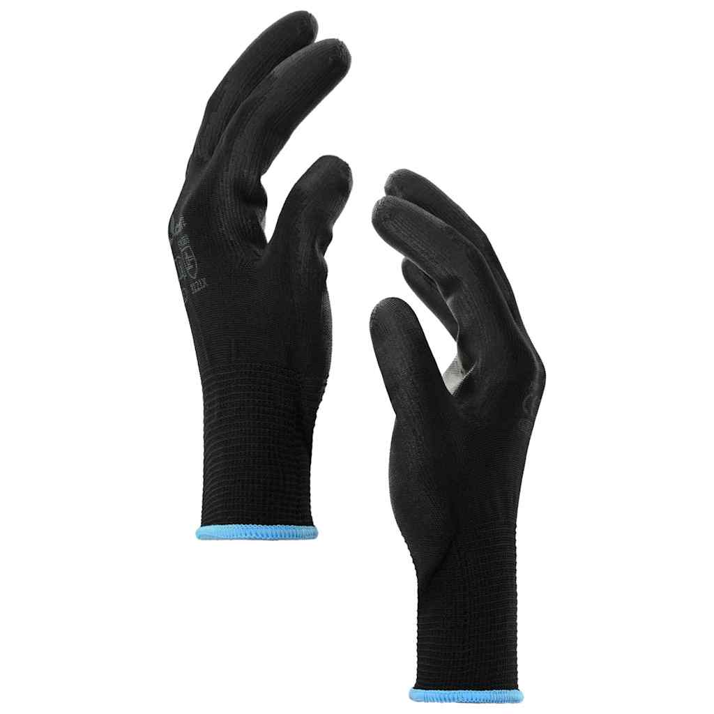 Work Gloves 24 pcs Black 9 / L Polyester