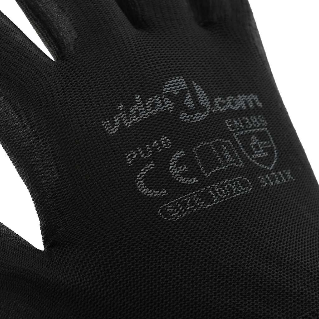 Work Gloves 12 pcs Black 10 / XL Polyester