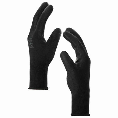 Work Gloves 12 pcs Black 10 / XL Polyester