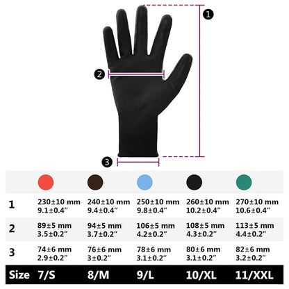 Work Gloves 12 pcs Black 10 / XL Polyester