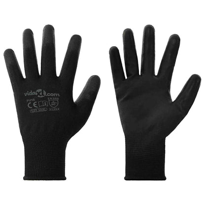 Work Gloves 24 pcs Black 10 / XL Polyester