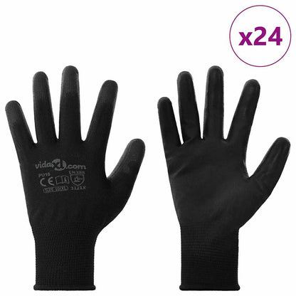 Work Gloves 24 pcs Black 10 / XL Polyester