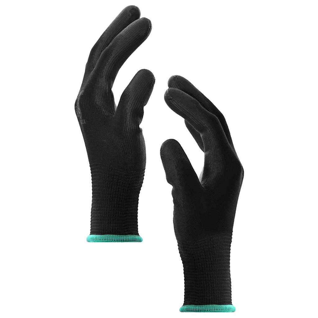 Work Gloves 12 pcs Black 11 / XXL Polyester