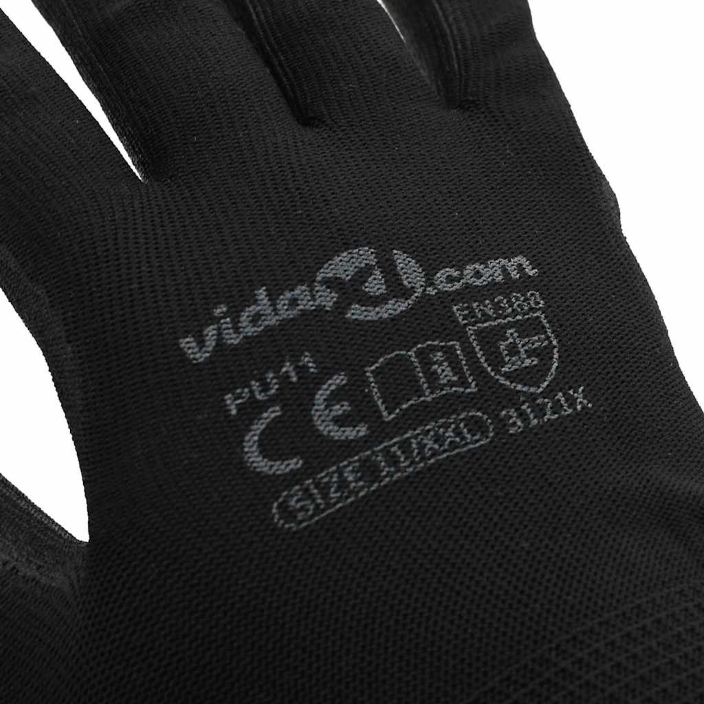 Work Gloves 24 pcs Black 11 / XXL Polyester