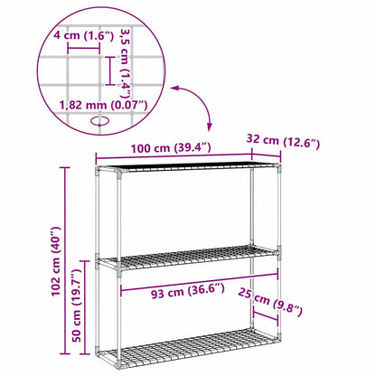 3-Tier Plant Stand Black 100 x 32 x 102 cm Steel