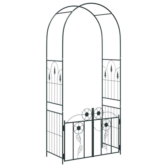 Garden Arch with Lock Black 102 x 50 x 218 cm