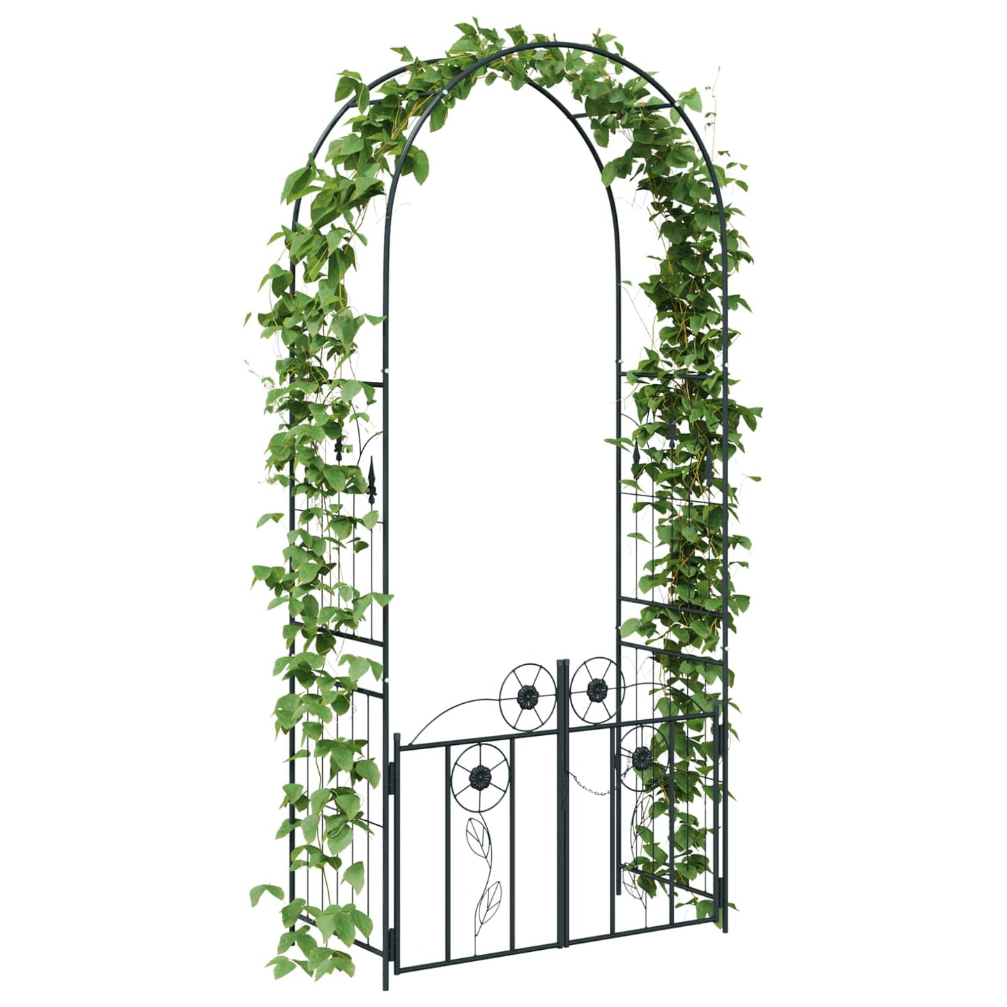 Garden Arch with Lock Black 102 x 50 x 218 cm