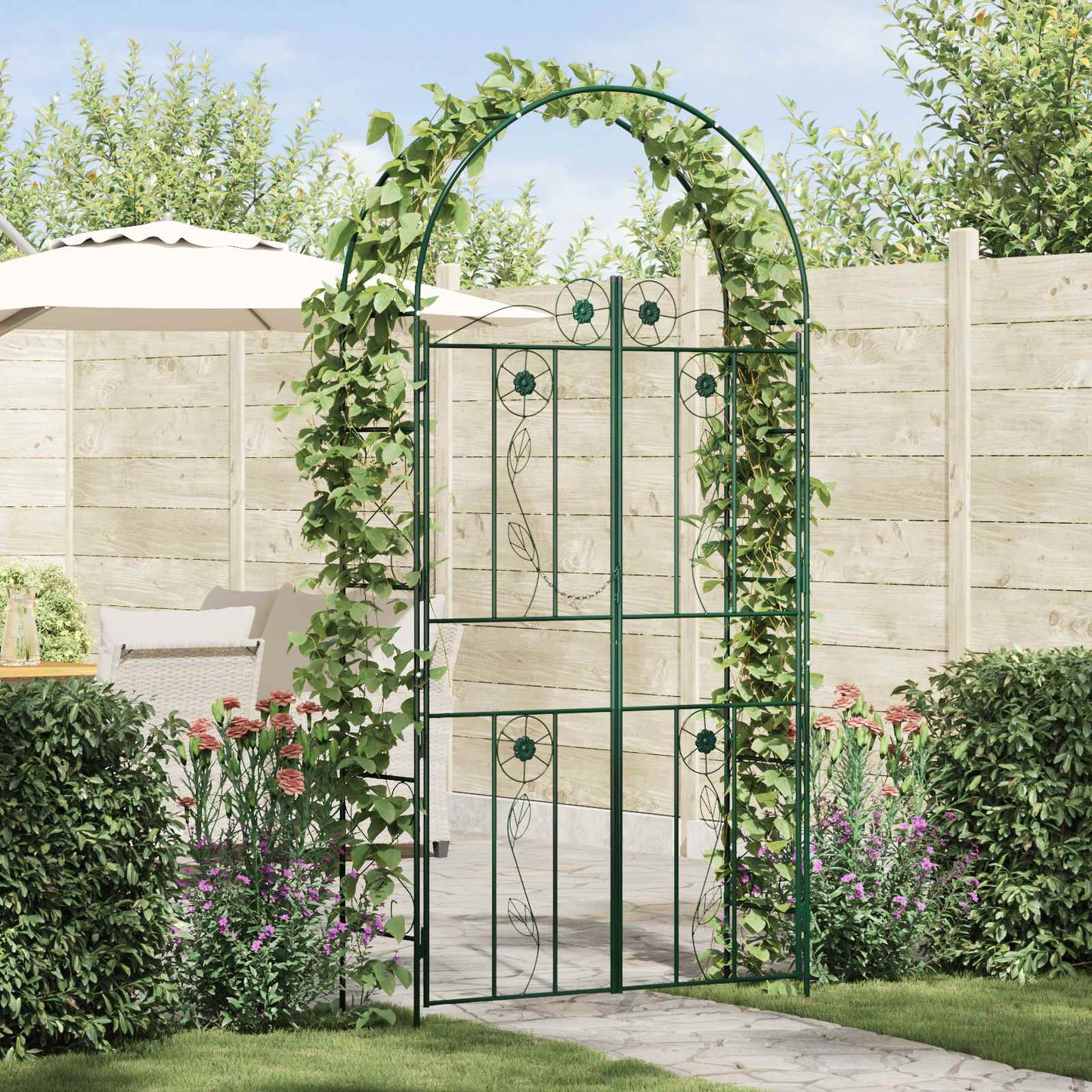 Garden Arch Plain Green 115 x 37 x 226 cm