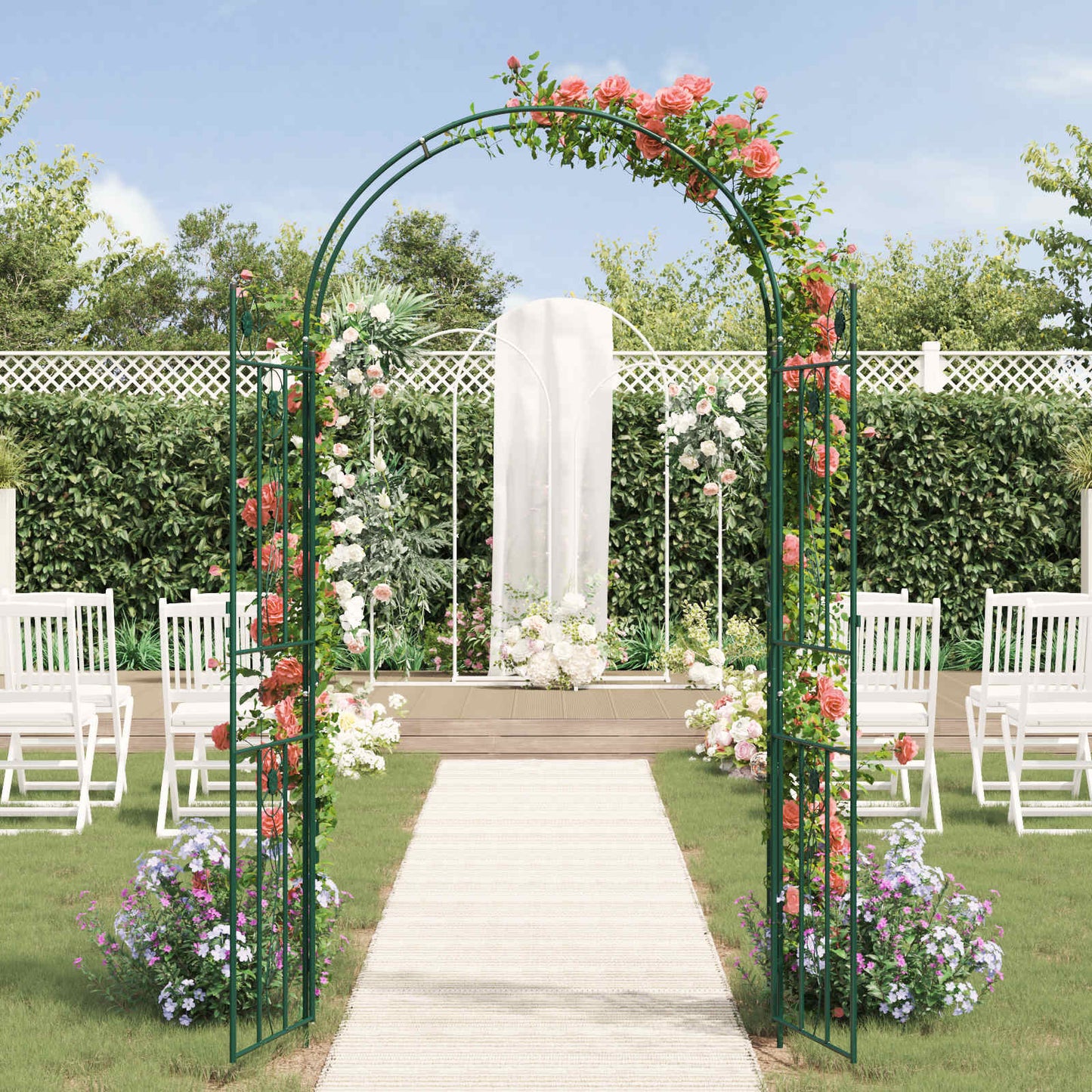 Garden Arch Plain Green 115 x 37 x 226 cm