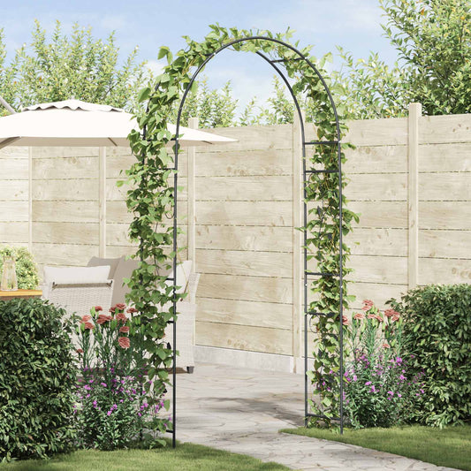 Garden Arch Floral Black 115 x 37 x 231 cm