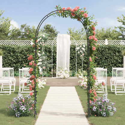 Garden Arch Floral Black 115 x 37 x 231 cm