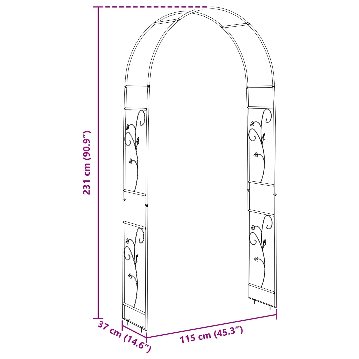 Garden Arch Floral Green 115 x 37 x 231 cm