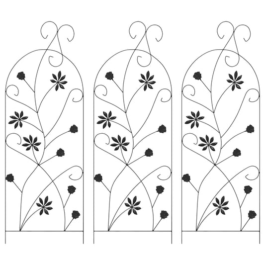 Garden Fence 3 pcs Black 112 x 39.5 cm Steel