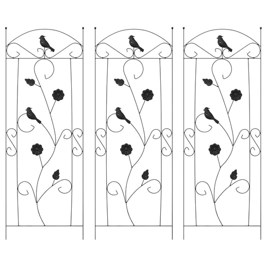 Garden Fence 3 pcs Black 112 x 40 cm Steel