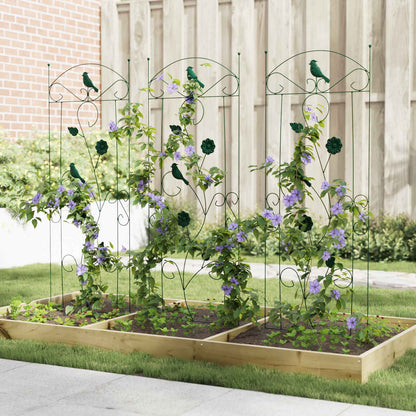Garden Fence 3 pcs Green 110 x 40 cm Steel