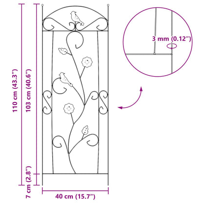 Garden Fence 3 pcs Green 110 x 40 cm Steel