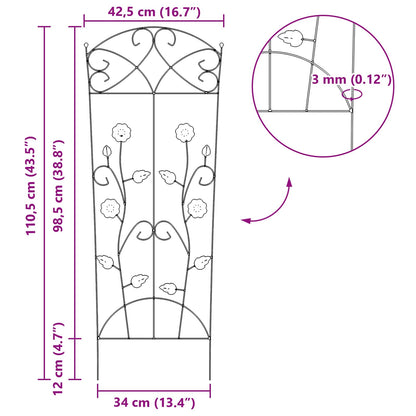 Garden Fence 3 pcs Black 110.5 x 42.5 cm Steel