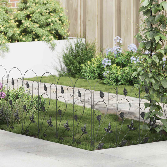 Garden Fence 5 pcs Steel Black