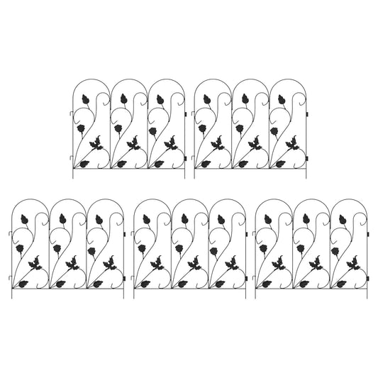 Garden Fence 5 pcs Steel Black