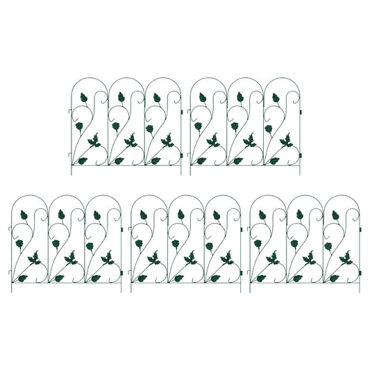 Garden Fence 5 pcs Steel Green
