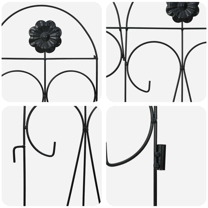 Garden Fence 5 pcs Black Steel