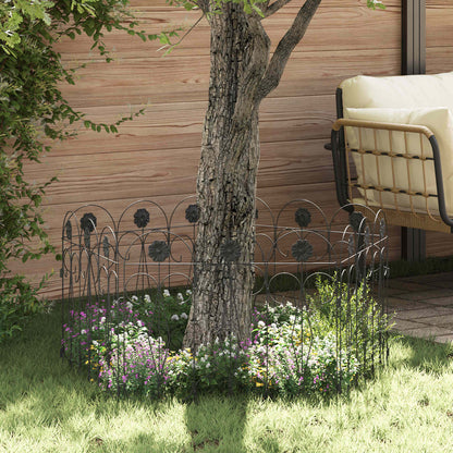 Garden Fence 5 pcs Black Steel