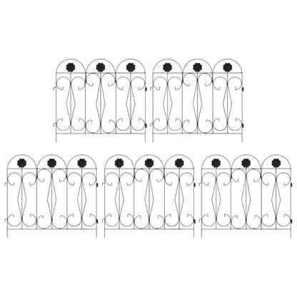 Garden Fence 5 pcs Black Steel