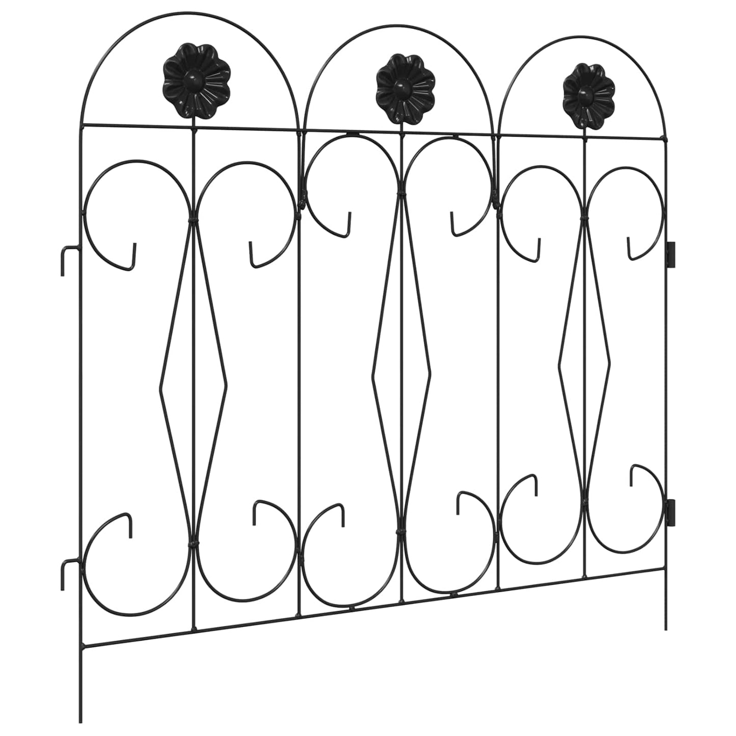 Garden Fence 5 pcs Black Steel