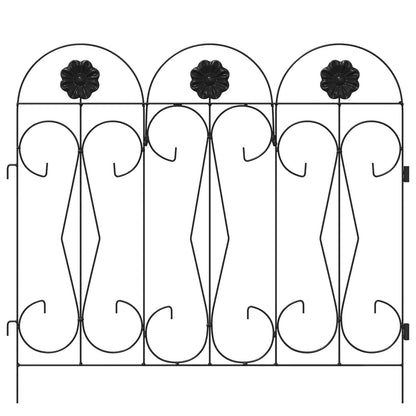 Garden Fence 5 pcs Black Steel