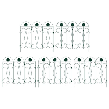 Garden Fence 5 pcs Green Steel
